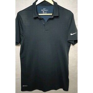 Nike Aeroreact Short Sleeve Polo Shirt Stripe, Sz Small, Black/Drk Blue